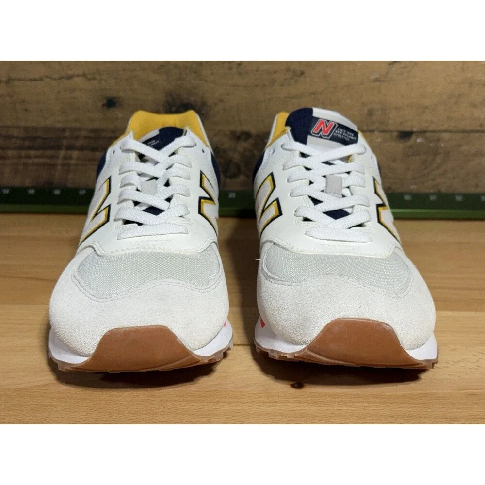 🔥 NEW- New Balance Classics 574 Men's Shoes Sz 10 Grey/Yellow/Navy $247 Retail